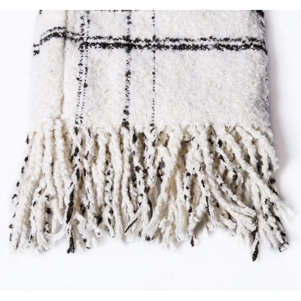 Women's  Ia-white Scarf Winter Double-Layer Neck Warmer Knit Fleece Lined Circle